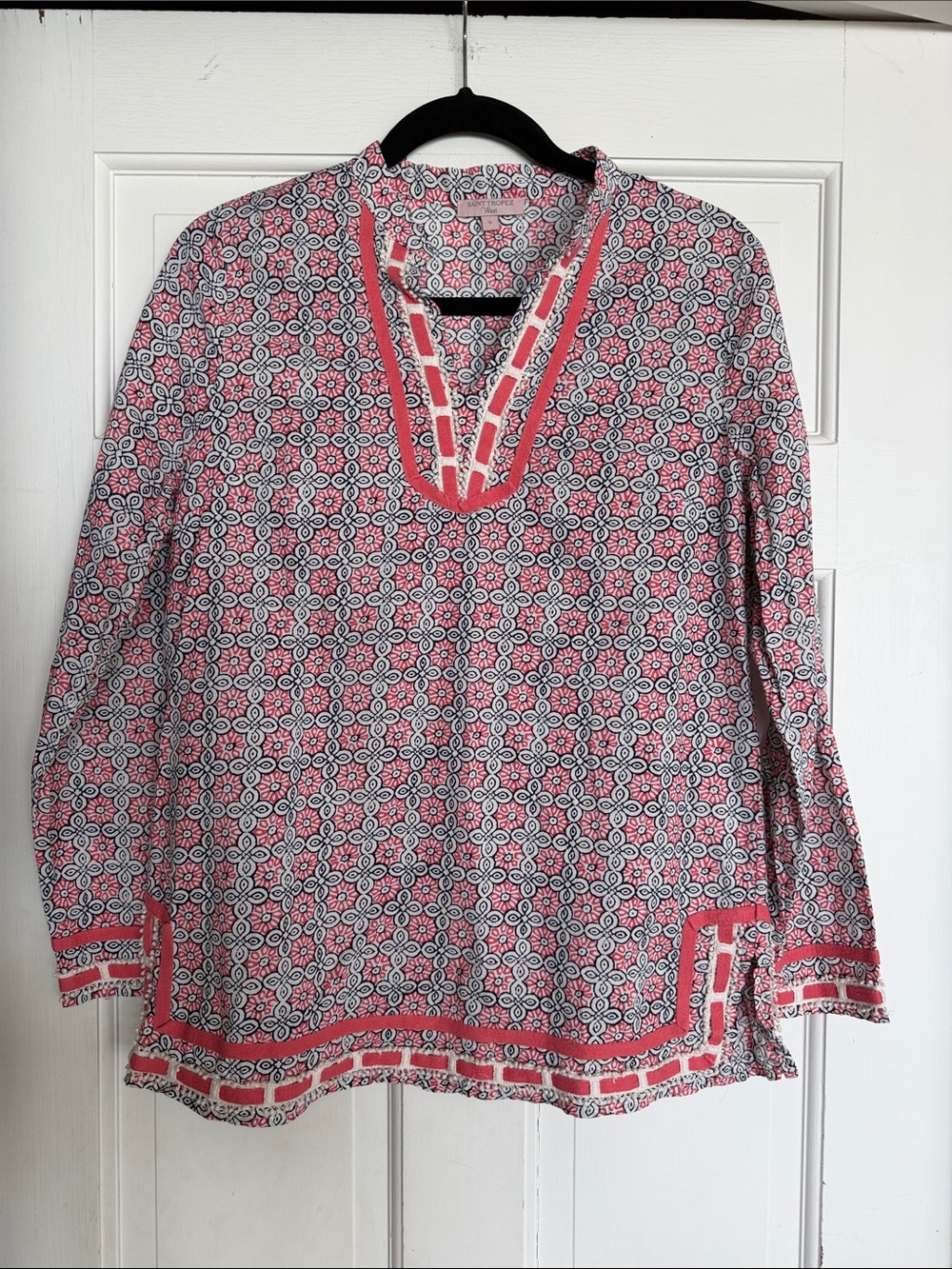 Stylish Peach Patterned Women's Tunic Top